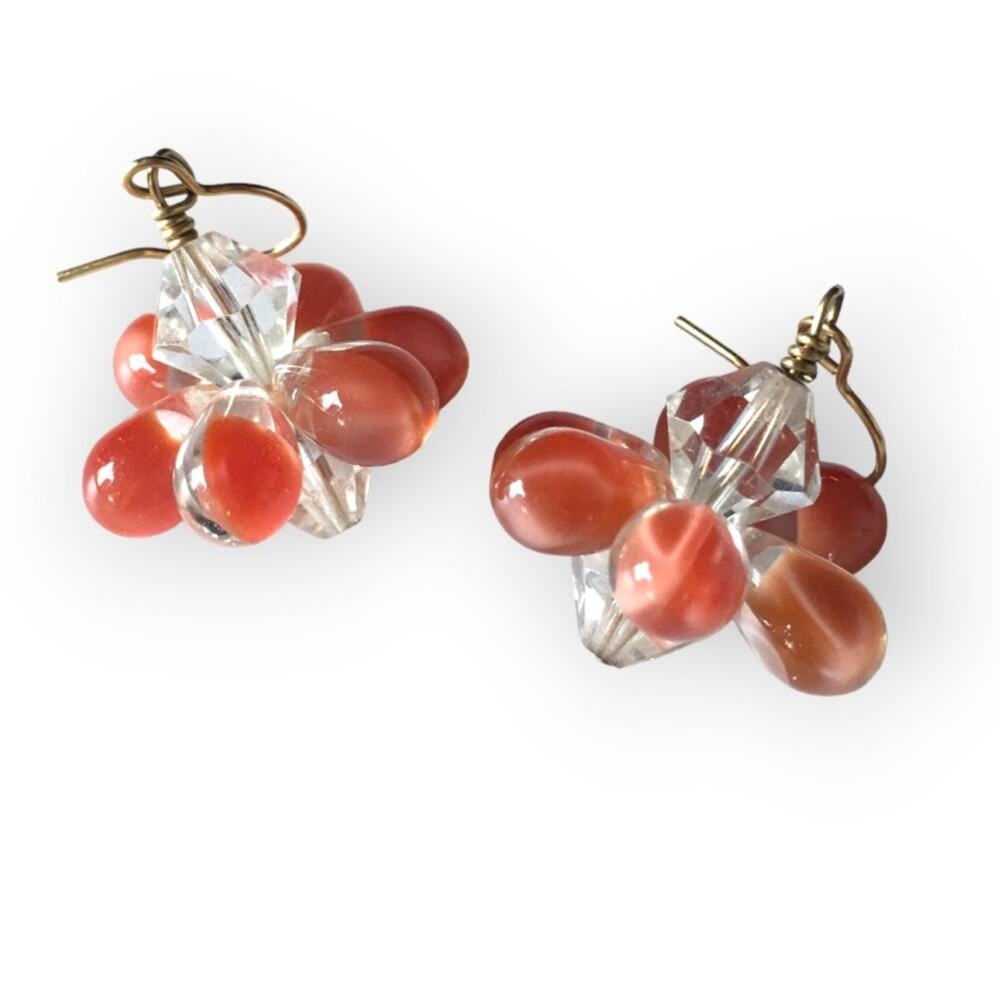 Dainty abstract beaded earrings, vaguely like a sea anemone